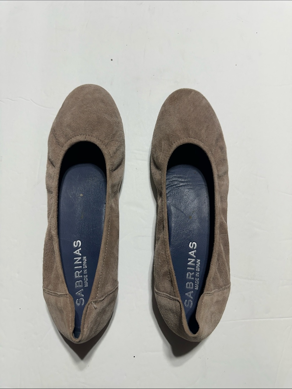 Sabrina’s beige suede rounded toe ballet flats elastic collar shock absorber 39